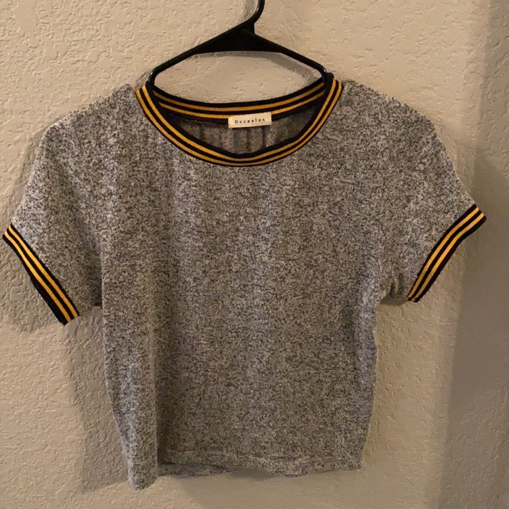 black and yellow crop top